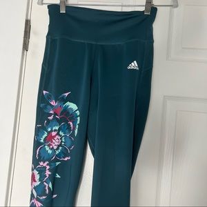 Adidas aeroready floral teal leggings